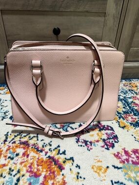 kate spade Pale Pink Pebbled Leather Satchel with Crossbody Strap